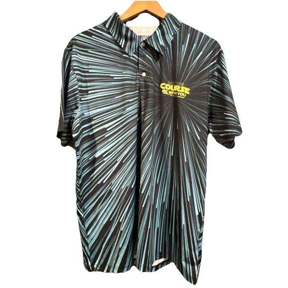 Shank It Golf Men’s Size XL May The Course Be with You Star Galaxy Blue Shirt - Picture 2 of 9